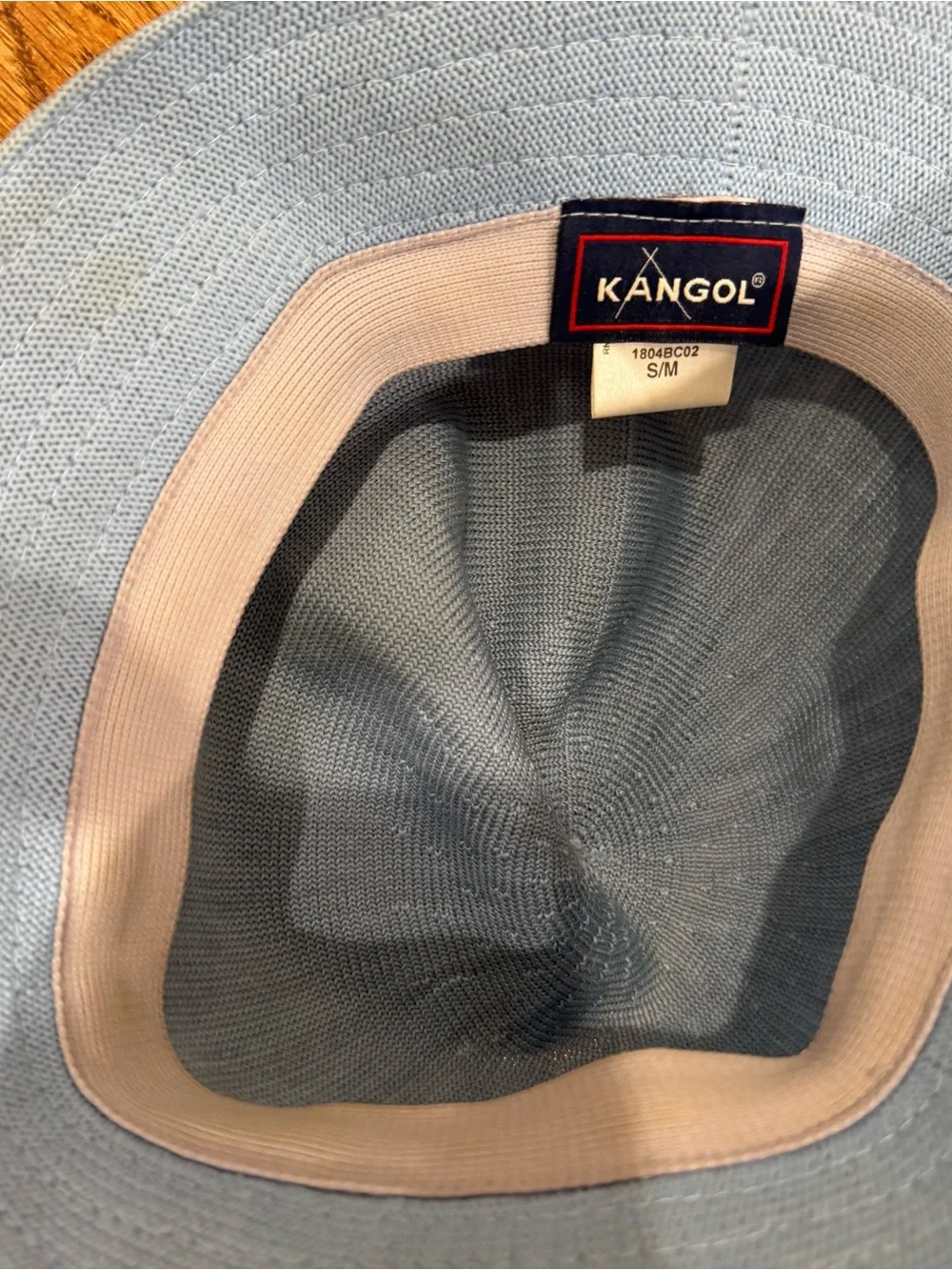 Kangol Pale Blue Knit Bucket Hat with Kangaroo Logo